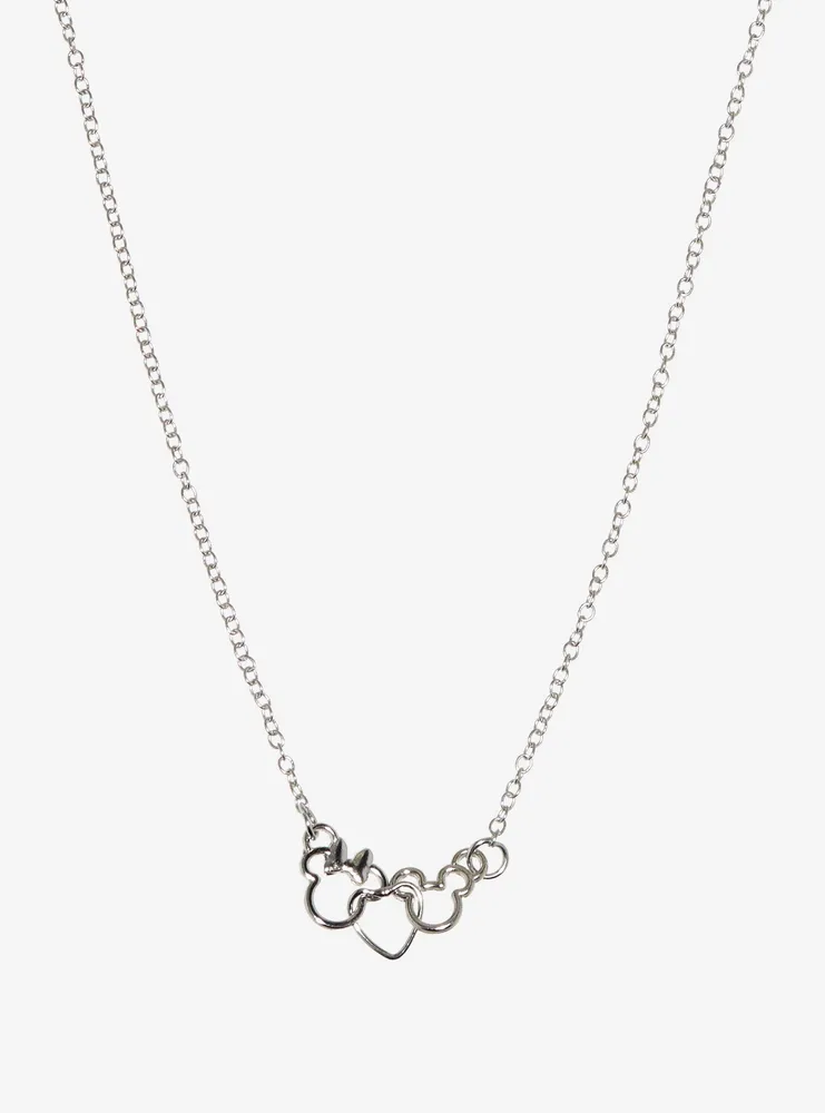 Disney Mickey Mouse & Minnie Mouse Heart Necklace