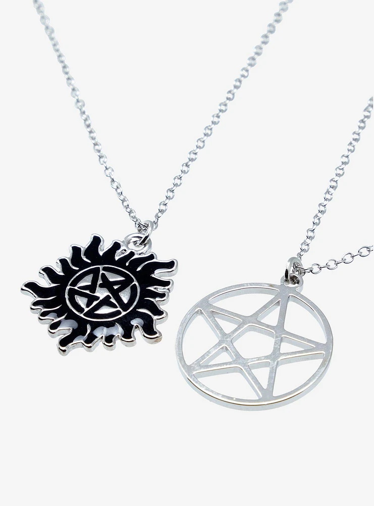 Supernatural Anti-Possession Pentagram Best Friend Necklace Set