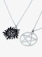 Supernatural Anti-Possession Pentagram Best Friend Necklace Set