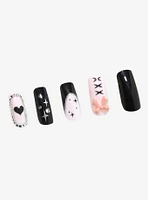 Blackheart Black & Pink Lolita Faux Nail Set