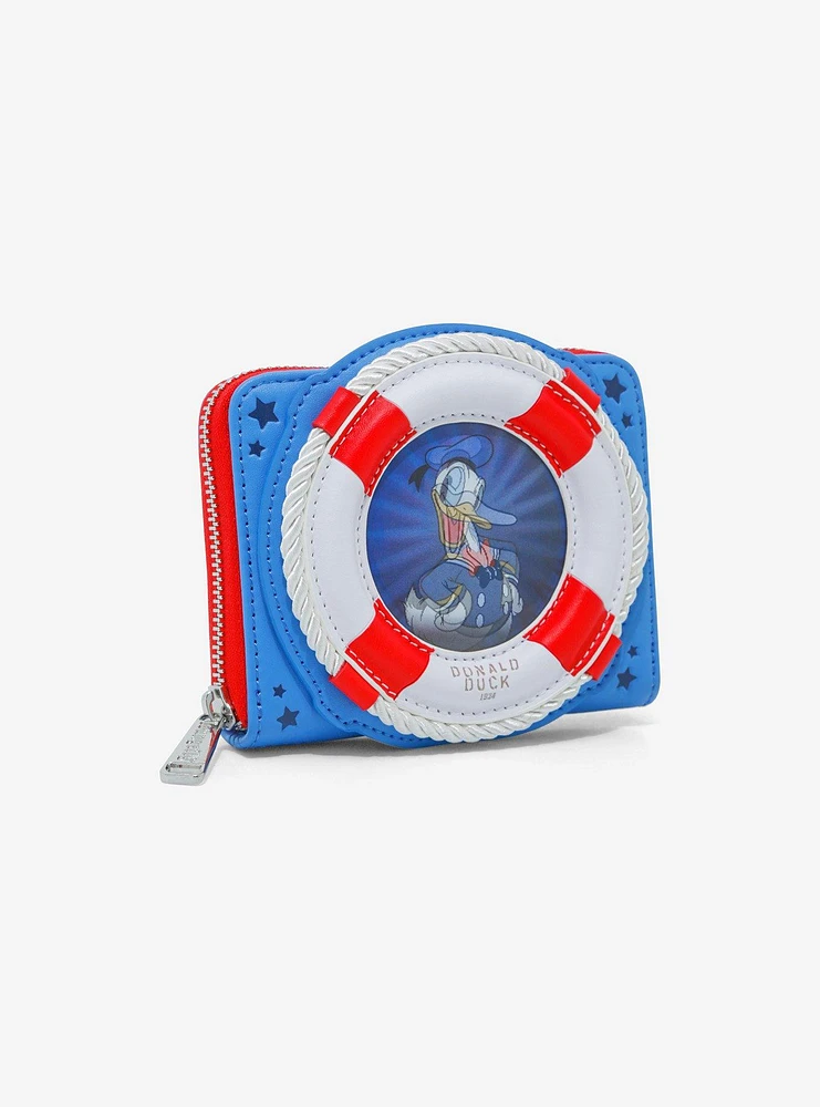 Loungefly Disney Donald Duck 90th Anniversary Lenticular Mini Zipper Wallet