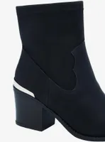 Dirty Laundry Black Silver Trim Heeled Booties