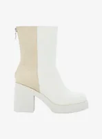 Dirty Laundry Cream & Taupe Color-Block Heel Boots