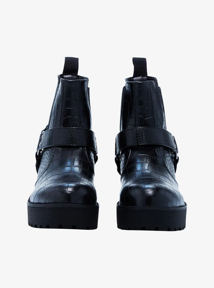 Dirty Laundry Faux Crocodile Strappy Boots