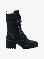 Chinese Laundry Black & White Contrast Stitch Combat Boots