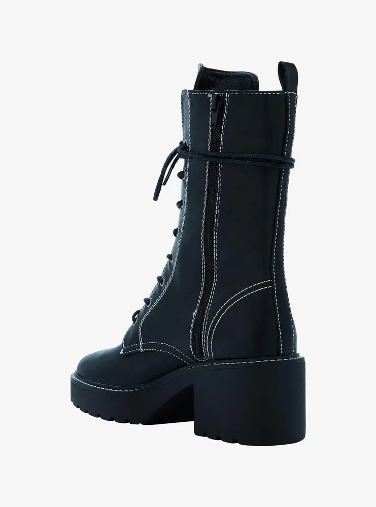 Chinese Laundry Black & White Contrast Stitch Combat Boots