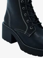 Chinese Laundry Black & White Contrast Stitch Combat Boots