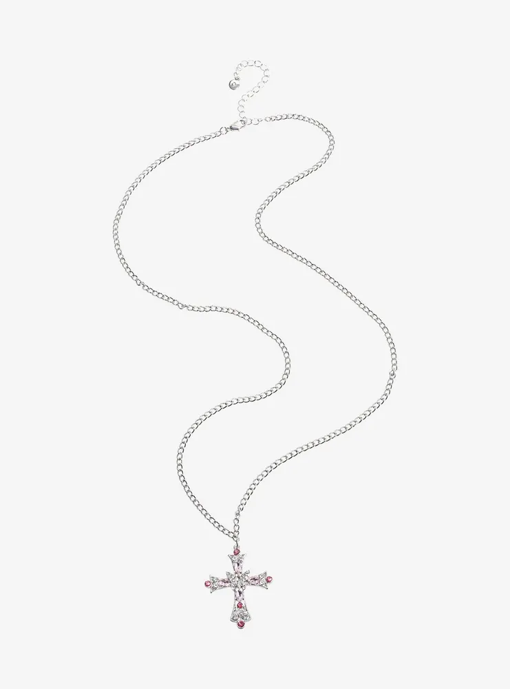 Sweet Society Pink Gem Cross Necklace