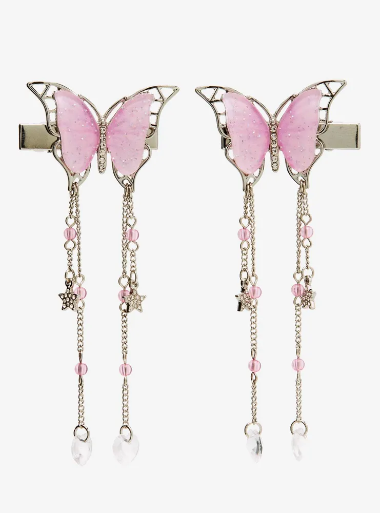 Sweet Society Pink Charm Butterfly Hair Clip Set