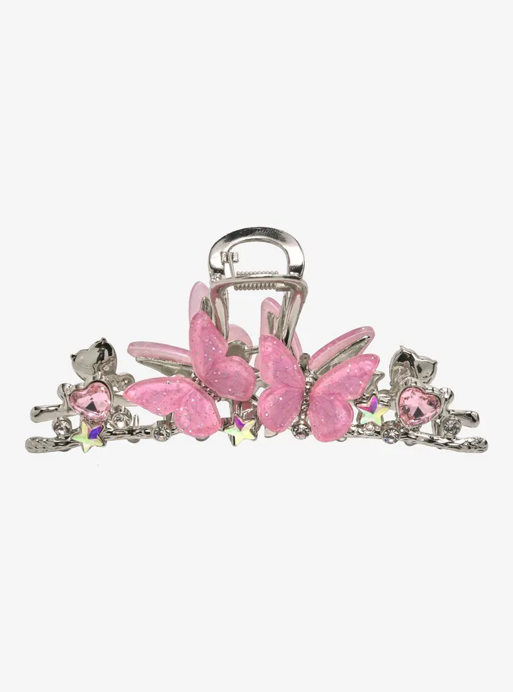 Sweet Society Pink Glitter Butterfly Claw Hair Clip
