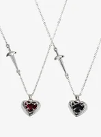 Social Collision® Heart Gem Sword Best Friend Necklace Set
