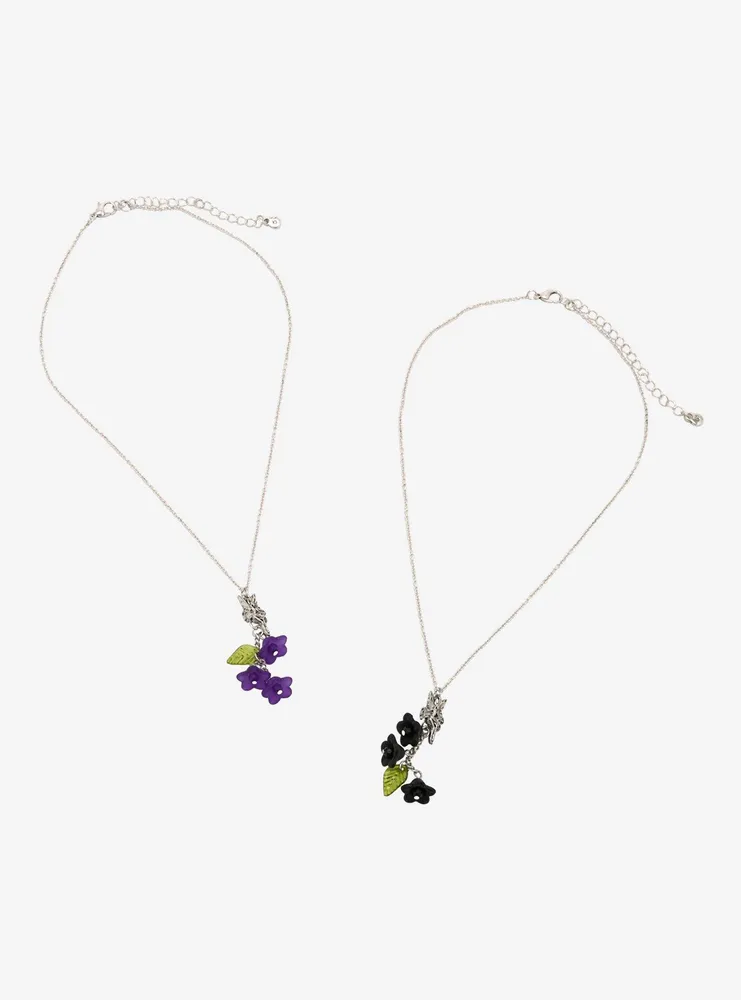 Thorn & Fable® Black & Purple Fairy Flower Best Friend Necklace Set