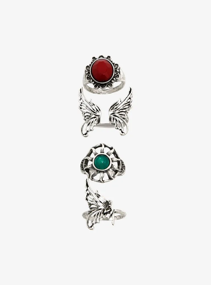 Thorn & Fable Fairy Butterfly Stone Ring Set