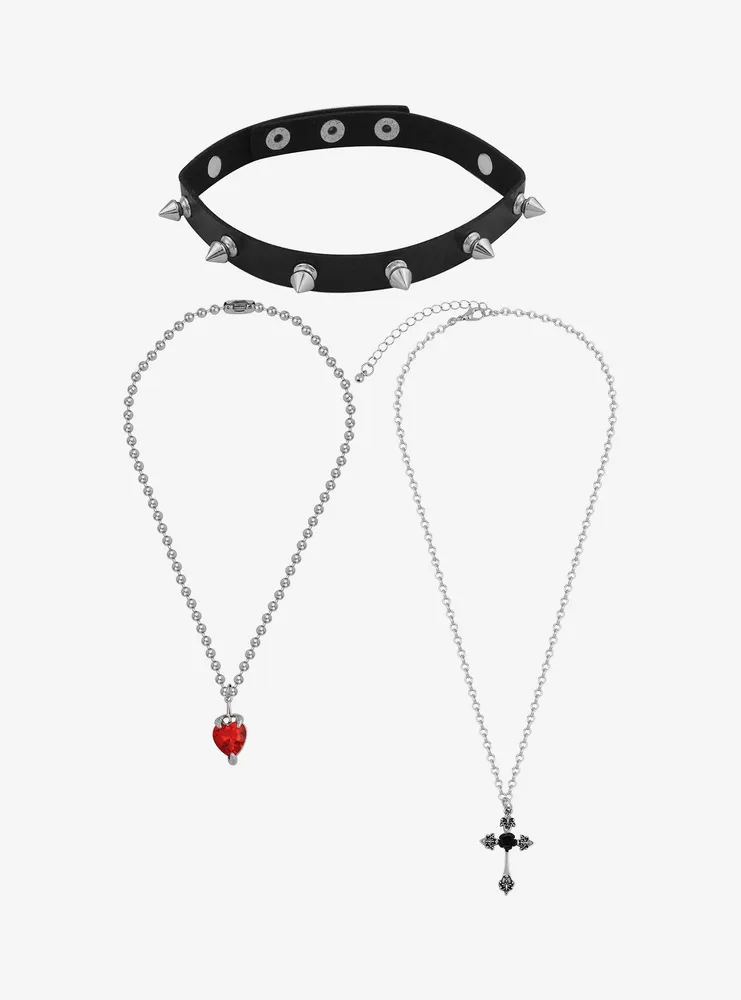 Social Collision® Spiked Heart Necklace Set