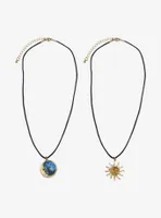 Thorn & Fable Sun & Moon Artwork Cord Necklace Best Friend Cord Necklace Set