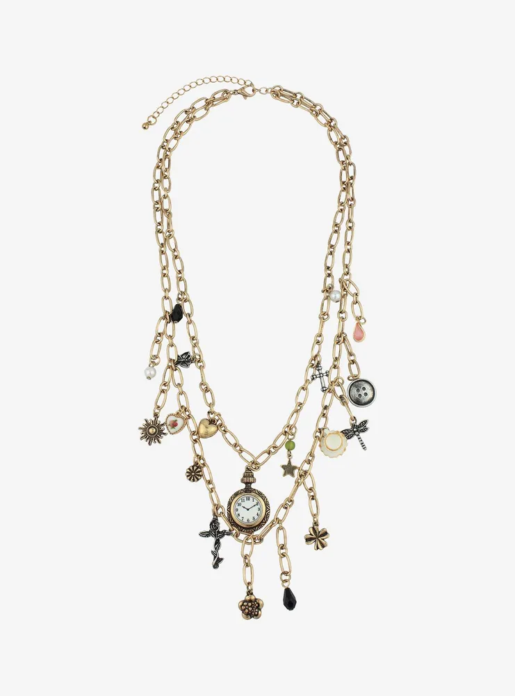Thorn & Fable Mismatch Charm Layered Chain Necklace