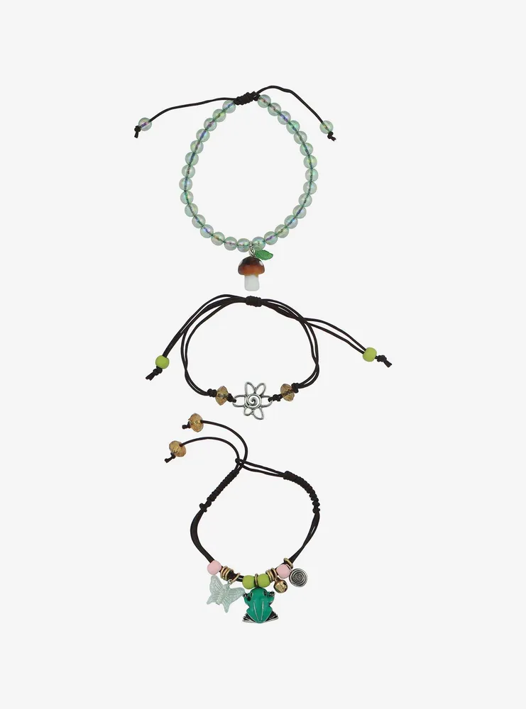 Thorn & Fable Frog & Flowers Beaded Bracelet Set