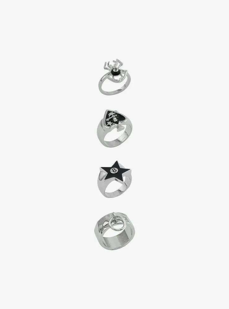 Social Collision® 8 Ball Spider Chunky Ring Set