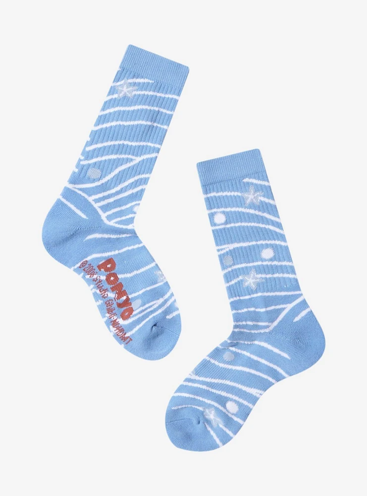 Studio Ghibli Ponyo Waves Allover Print Crew Socks — BoxLunch Exclusive