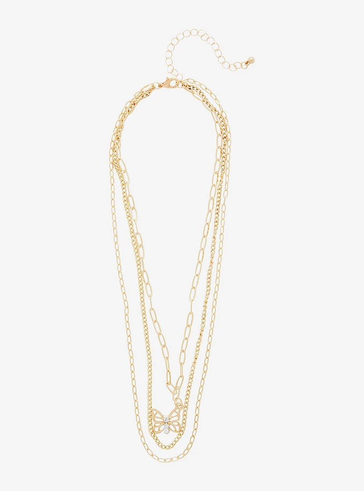 Thorn & Fable® Butterfly Dainty Chain Layered Necklace