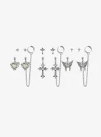 Social Collision Bling Heart & Sparkle Stud & Cuff Earring Set