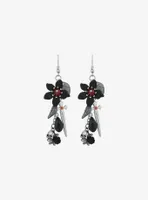 Black Flower Dagger Drop Earrings