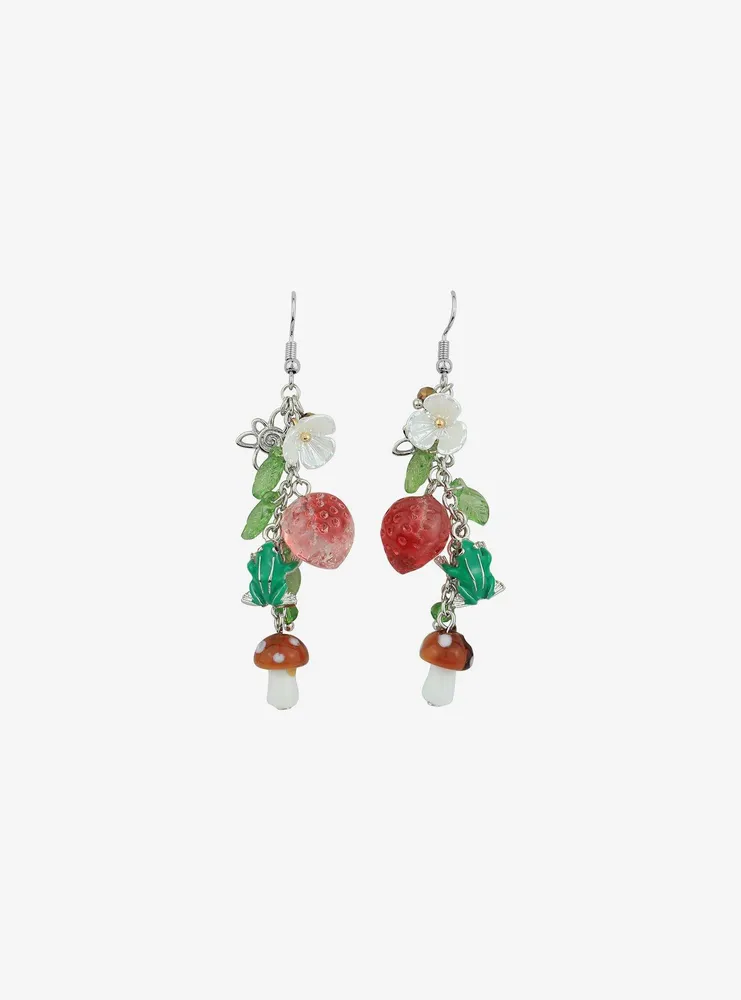 Thorn & Fable Frog Strawberry Floral Earrings