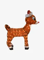 Rudolph the Red-Nosed Reindeer with Santa Hat Yard Decor