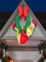 The Grinch Hanging from Wreath Airblown