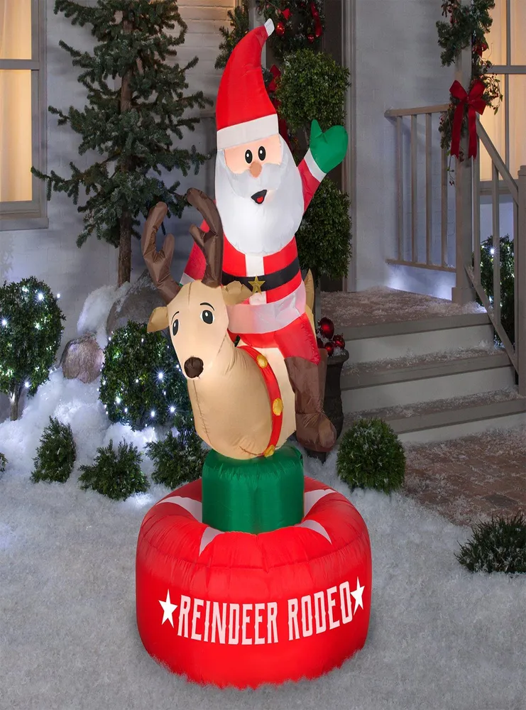 Reindeer Rodeo with Santa Animated Airblown