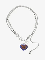 Sweet Society Purple Bubble Heart Ball Chain Necklace