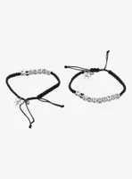 F*ck You Silver Block Bead Friend Cord Bracelet Set