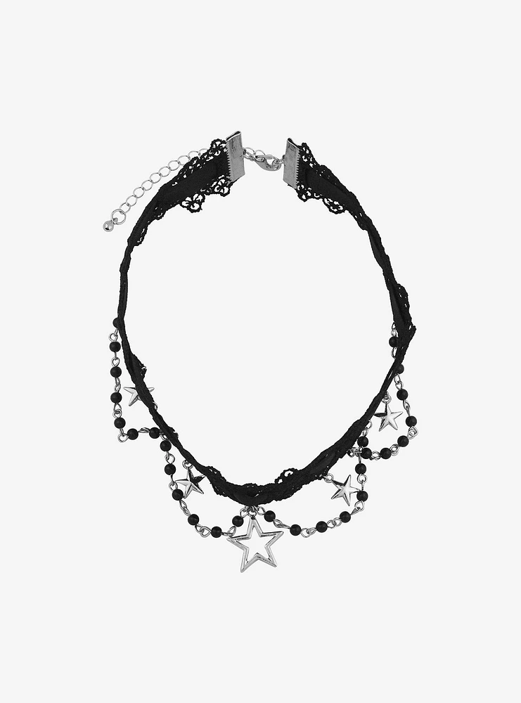 Social Collision® Black Lace Star Chain Choker