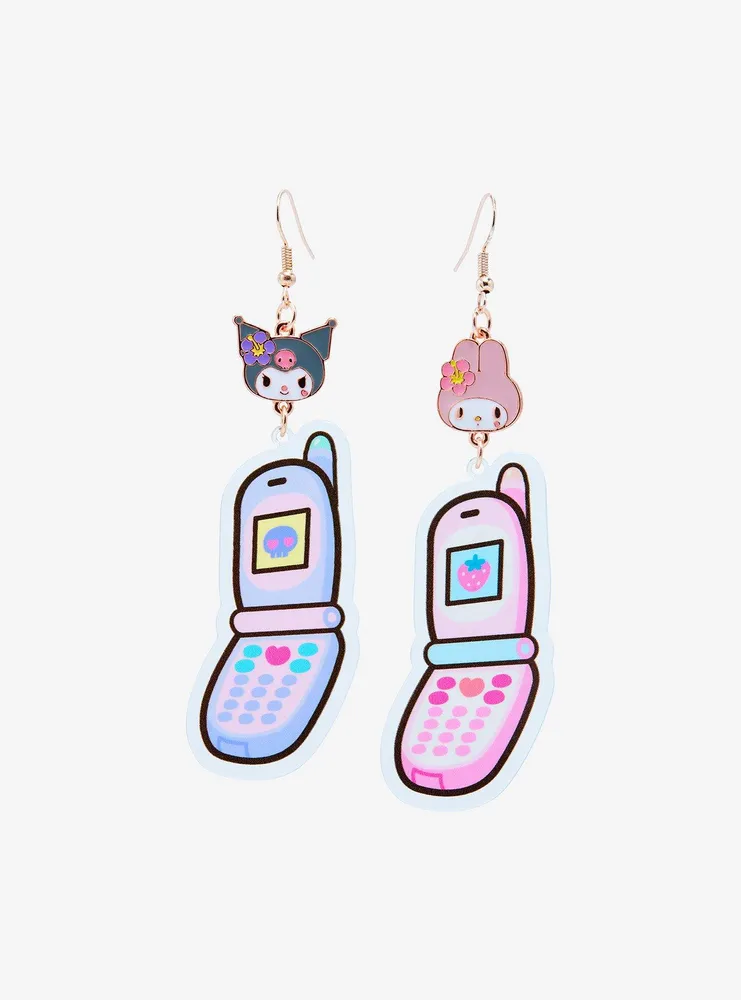 My Melody & Kuromi Flip Phone Mismatched Earrings