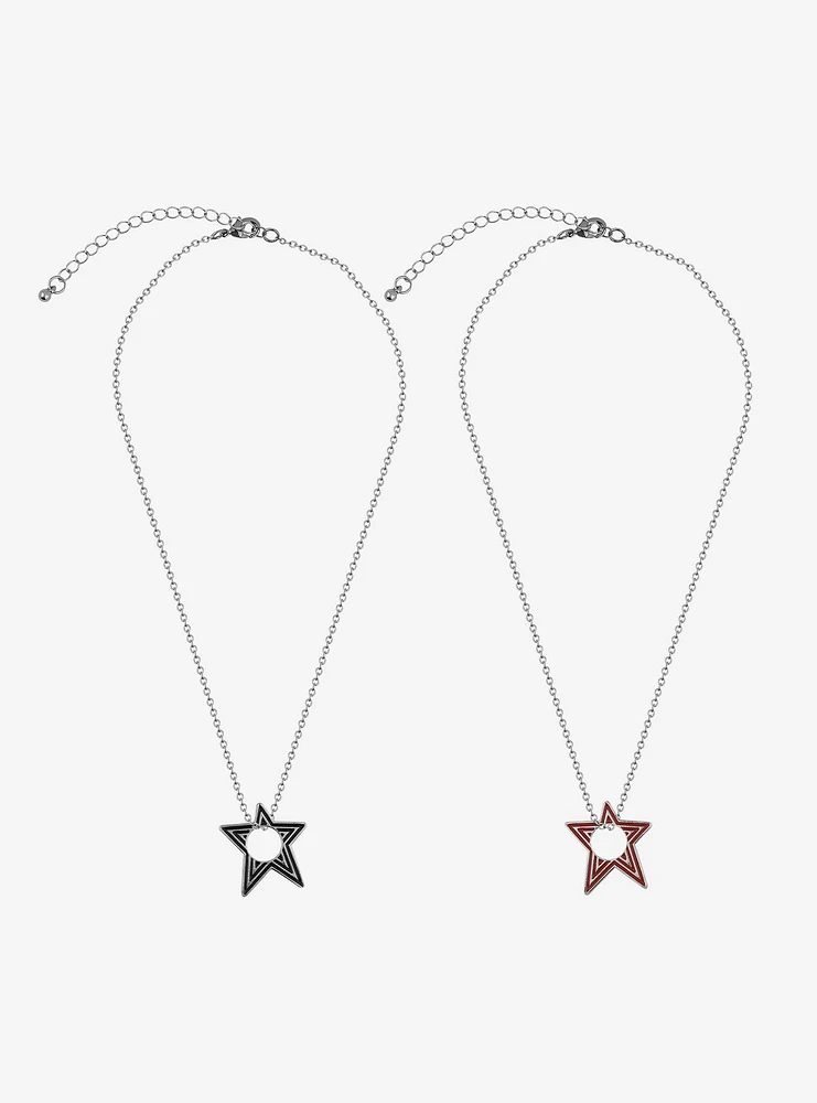 Social Collision® Open Star Outline Best Friend Necklace Set