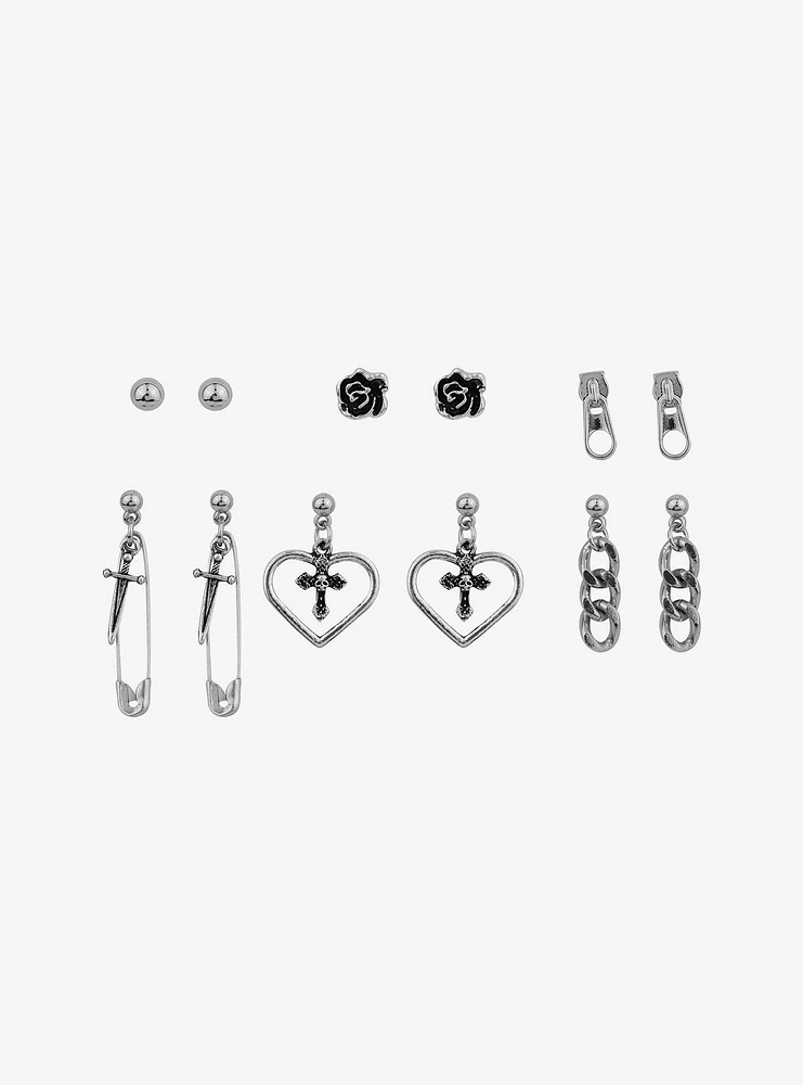 Social Collision® Heart Cross Chain Earring Set