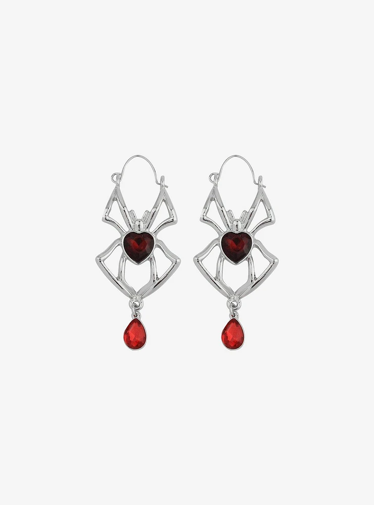 Social Collision® Red Heart Spider Hoop Earrings