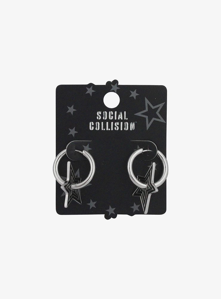 Social Collision® Star Outline Huggie Hoops