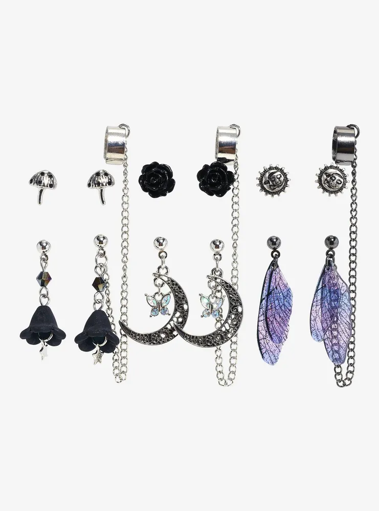 Cosmic Aura Dark Cottage Fairy Cuff Earring Set