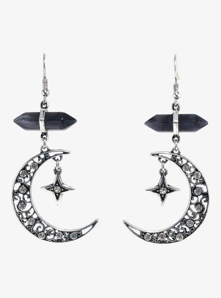 Cosmic Aura Rhinestone Moon Crystal Earrings