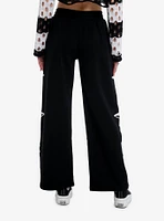 Skull Star Fuzzy Patch Wide Leg Girls Lounge Pants