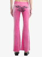 Sweet Society Pink Glitter Butterflies Velvet Girls Lounge Pants