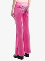 Sweet Society Pink Glitter Butterflies Velvet Girls Lounge Pants