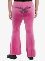 Sweet Society Pink Glitter Butterflies Velvet Girls Lounge Pants Plus