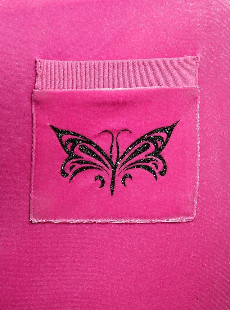 Sweet Society Pink Glitter Butterflies Velvet Girls Lounge Pants Plus