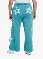 Sweet Society® Teal Star Lace-Up Wide Leg Girls Lounge Pants Plus
