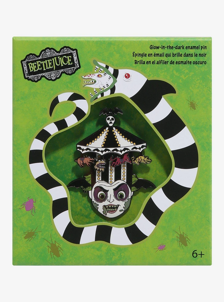 Loungefly Beetlejuice Carousel Glow-In-The-Dark 3 Inch Enamel Pin