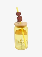 Pompompurin Face Straw Topper Glass Travel Cup