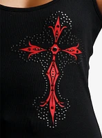 Social Collision Bedazzled Gothic Cross Girls Tank Top