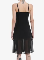Cosmic Aura® Black Lace Mesh Midi Dress